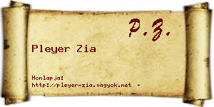 Pleyer Zia névjegykártya